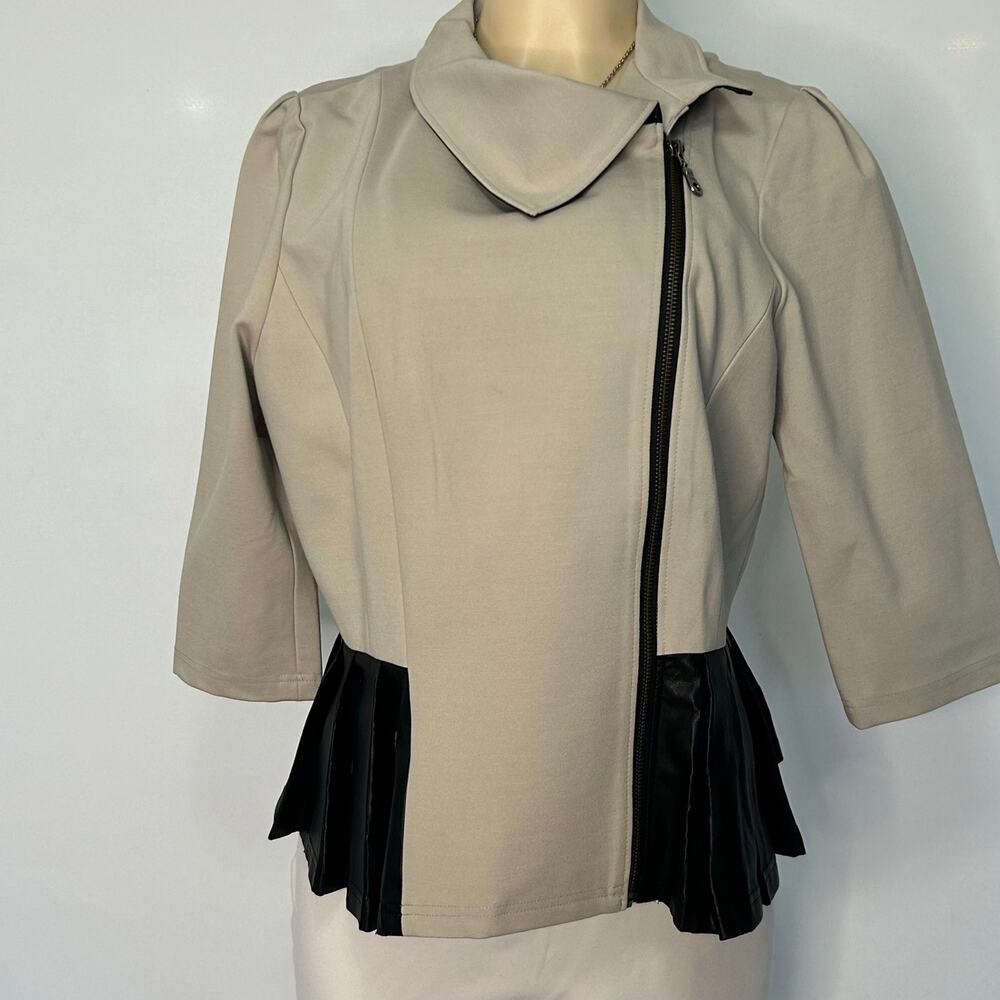 Project Runway All Stars Seth Aaron Moto Peplum Jacket Gray Black Womens 14